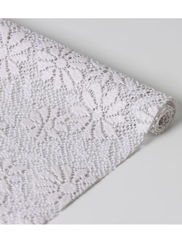 Коврик противоскользящий Доляна «Цветы», 30×90 см, цвет молочный