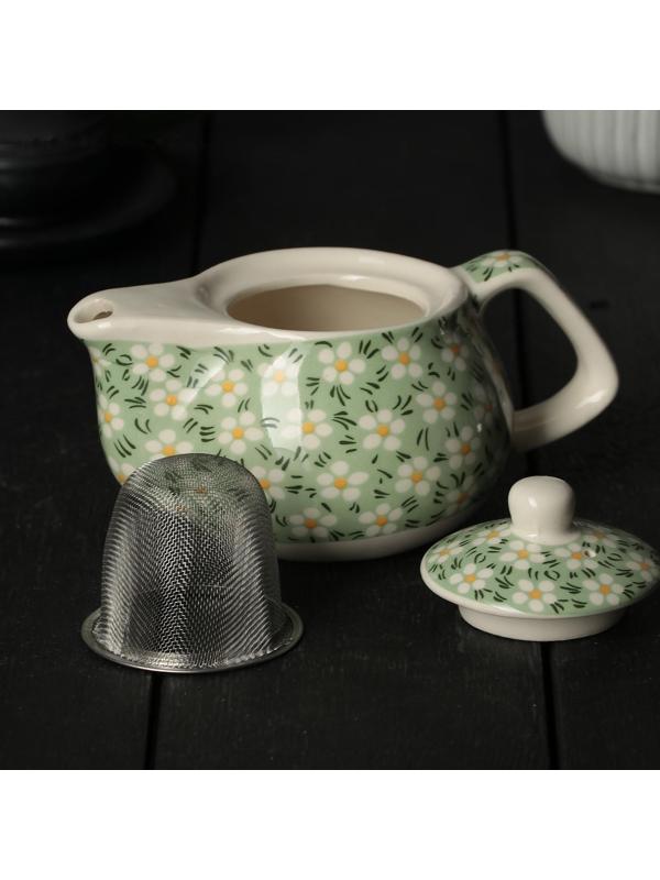 Чайник заварочный «Весеннее цветение», 200 мл , с металлическим ситом, цвет зеленый