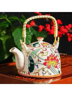 Чайник керамический заварочный с металлическим ситом «Лотос», 900 мл