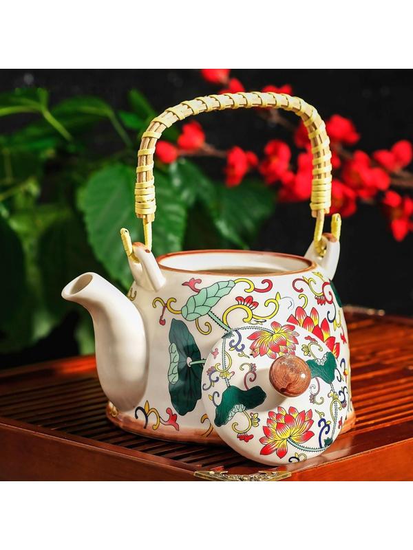 Чайник керамический заварочный с металлическим ситом «Лотос», 900 мл