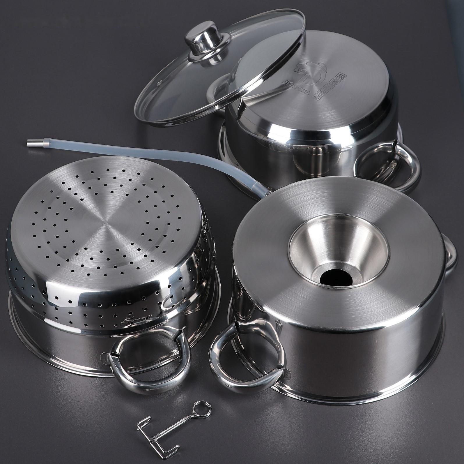 Соковарка из нержавеющей стали Доляна, 5,8 л, d=23 см, индукция, стеклянная крышка, цвет хромированный