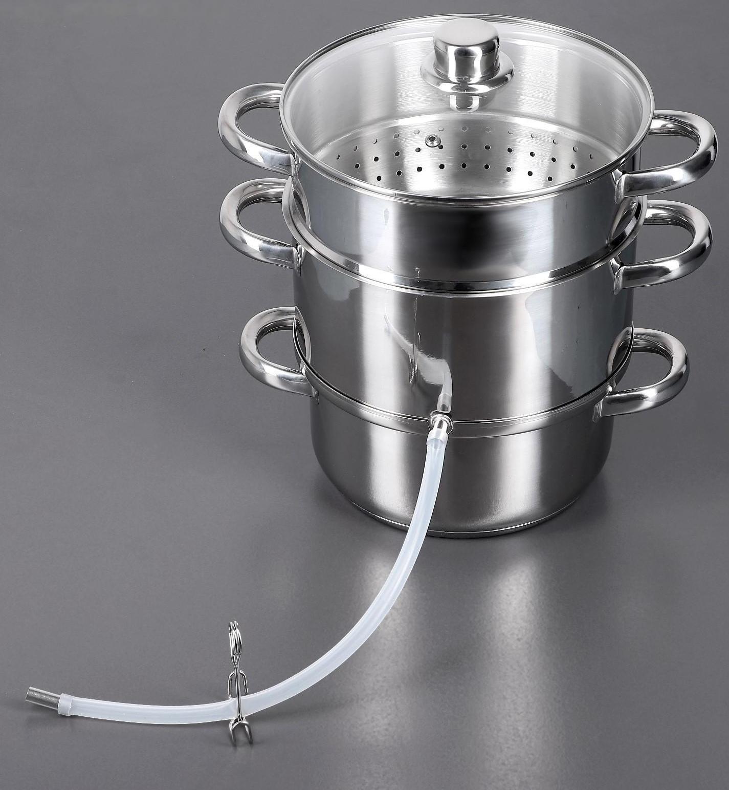 Соковарка из нержавеющей стали Доляна, 5,8 л, d=23 см, индукция, стеклянная крышка, цвет хромированный