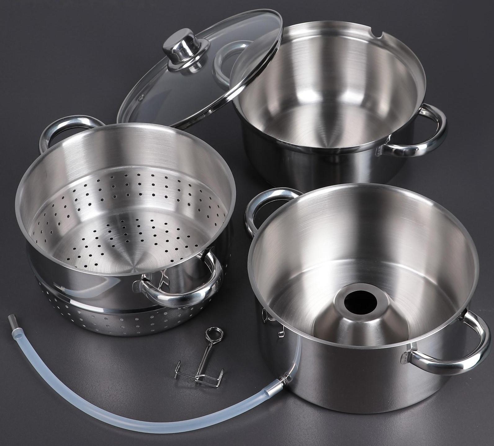 Соковарка из нержавеющей стали Доляна, 5,8 л, d=23 см, индукция, стеклянная крышка, цвет хромированный