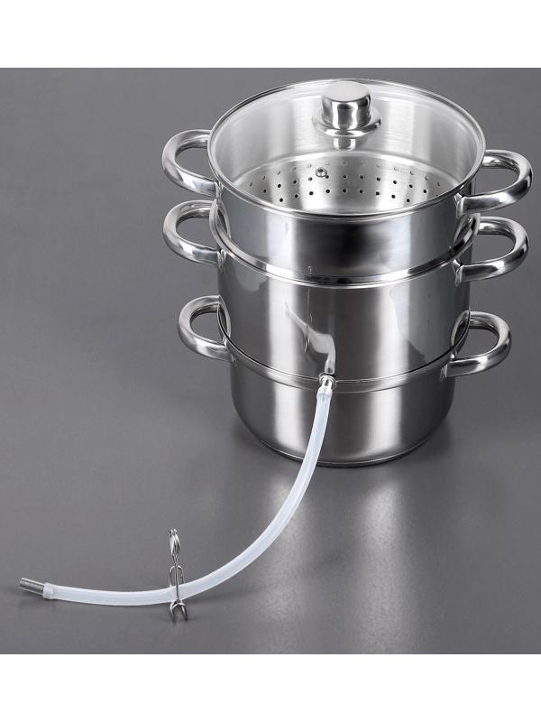 Соковарка из нержавеющей стали Доляна, 5,8 л, d=23 см, индукция, стеклянная крышка, цвет хромированный