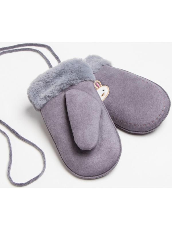 Варежки детские MINAKU с вышивкой, 18 см, цв.серый