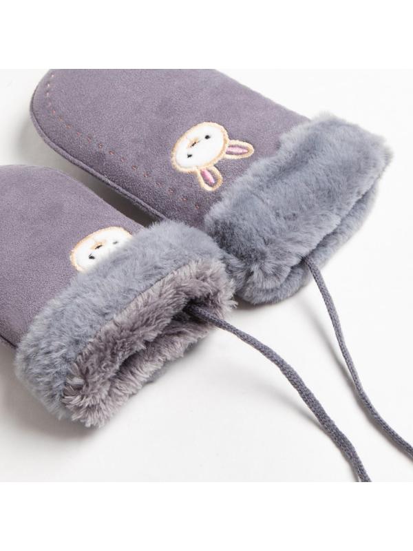 Варежки детские MINAKU с вышивкой, 18 см, цв.серый