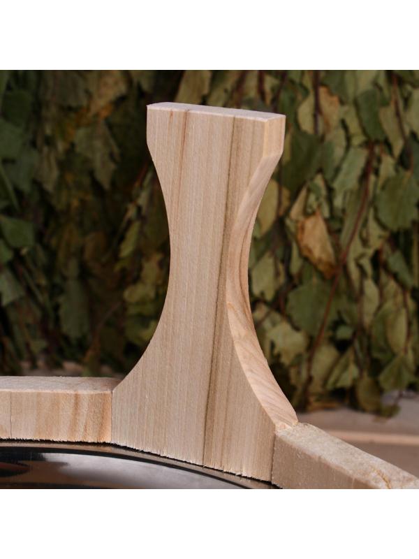 Шайка из липы, 5 л, двуручная,нержавеющая вставка, Русский узор