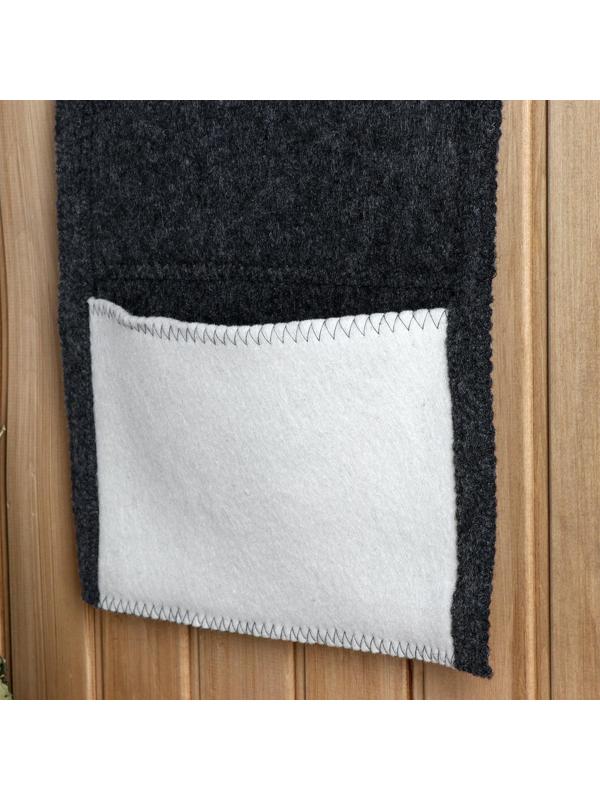 Коврик банный настенный, войлок, 3 кармана 79х36 см черно-белый