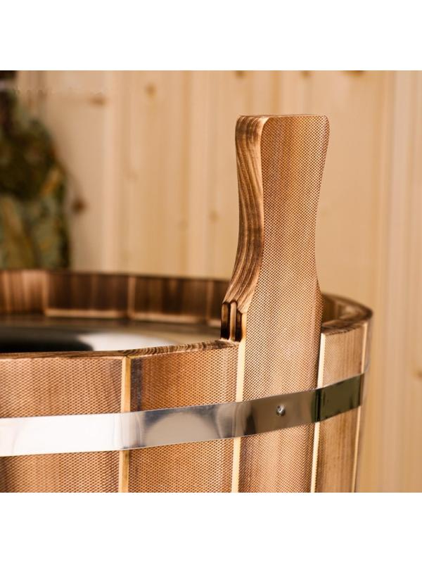 Шайка из липы, 17 л, двуручная, нержавеющая вставка