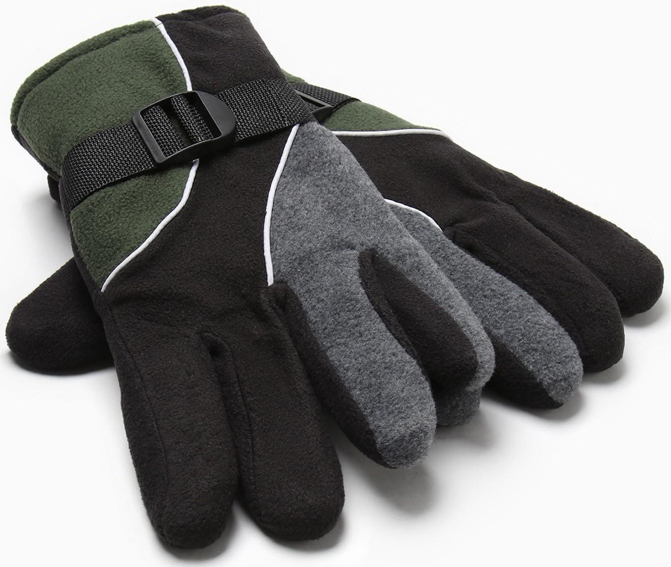 Перчатки мужские двухслойные MINAKU цв.серый/хаки, р-р 26 см