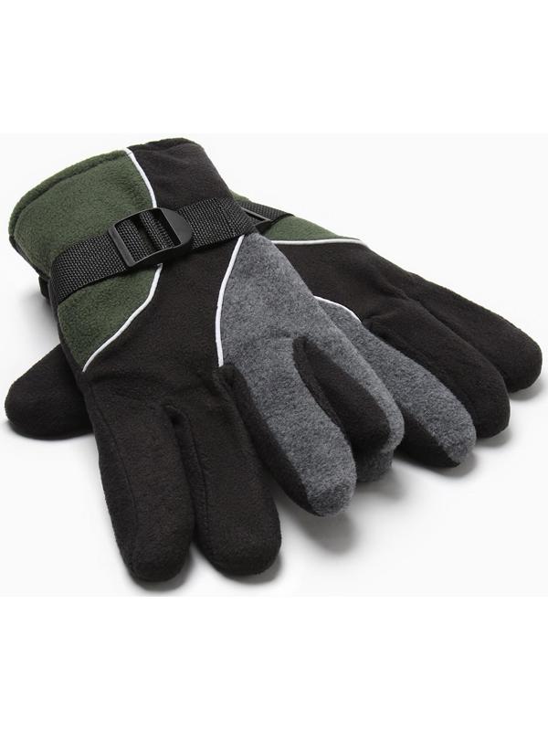 Перчатки мужские двухслойные MINAKU цв.серый/хаки, р-р 26 см