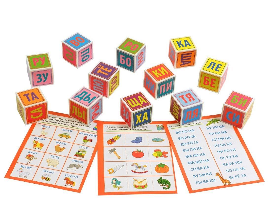 Умные кубики Слогочитай-ка (читаем по слогам). 12 штук