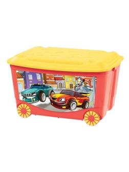 Ящик для игрушек на колесах с аппликацией 580Х390Х335 мм 45 л красный