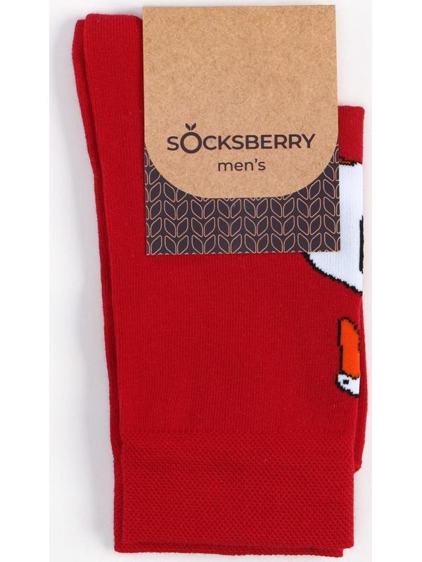 Носки мужские, цвет красный/гусь, размер 25