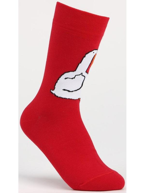 Носки мужские, цвет красный/гусь, размер 25