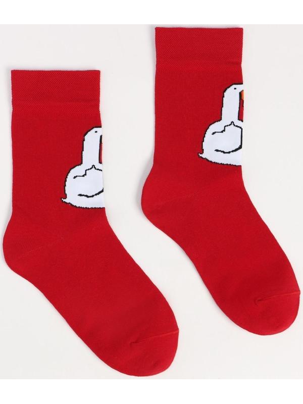 Носки мужские, цвет красный/гусь, размер 25