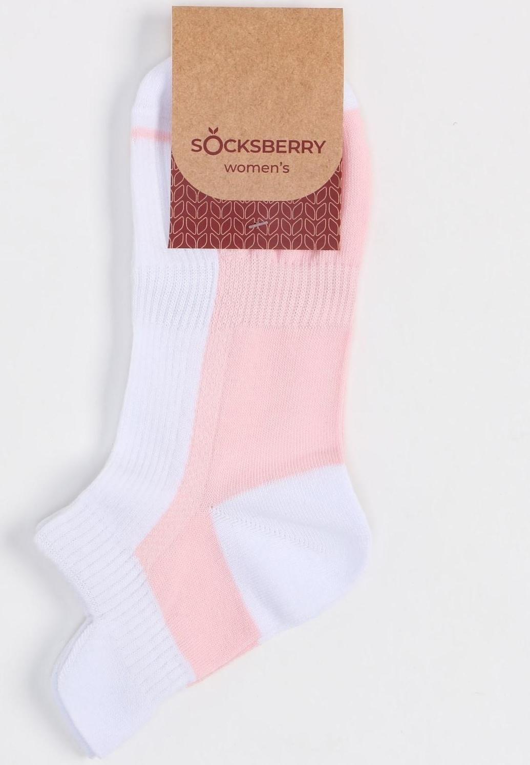 Носки женские, цвет белый/розовый, размер 23