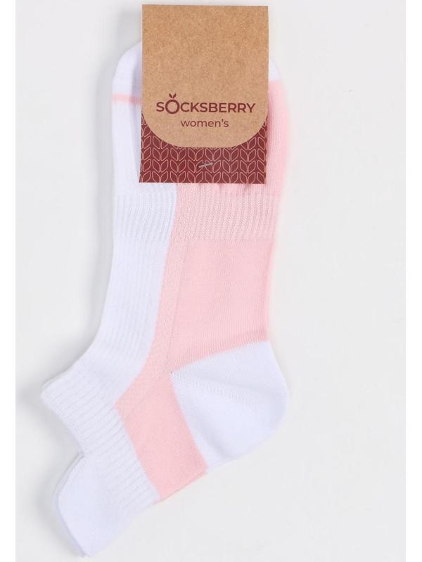 Носки женские, цвет белый/розовый, размер 23