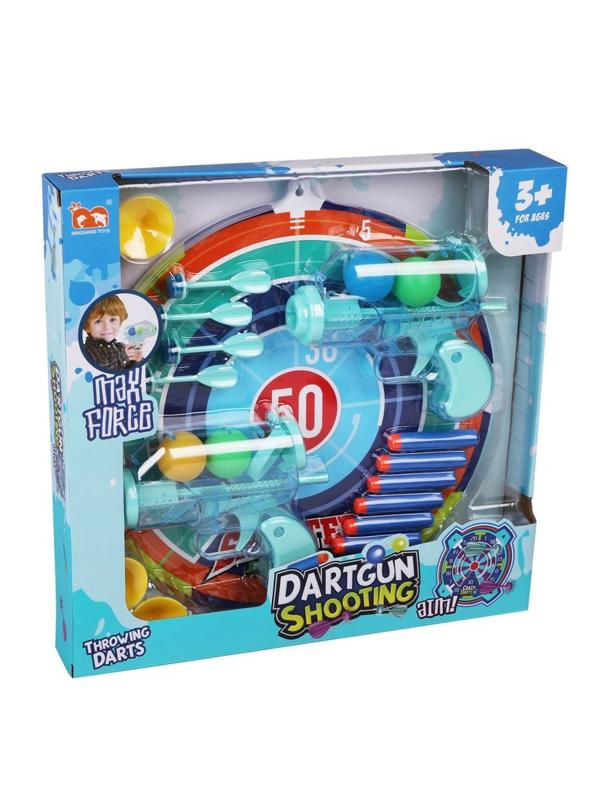 Игр.набор Тир, в комплекте: дартс, пистолеты 2шт., пули 10шт., дротики 4шт.,
коробка