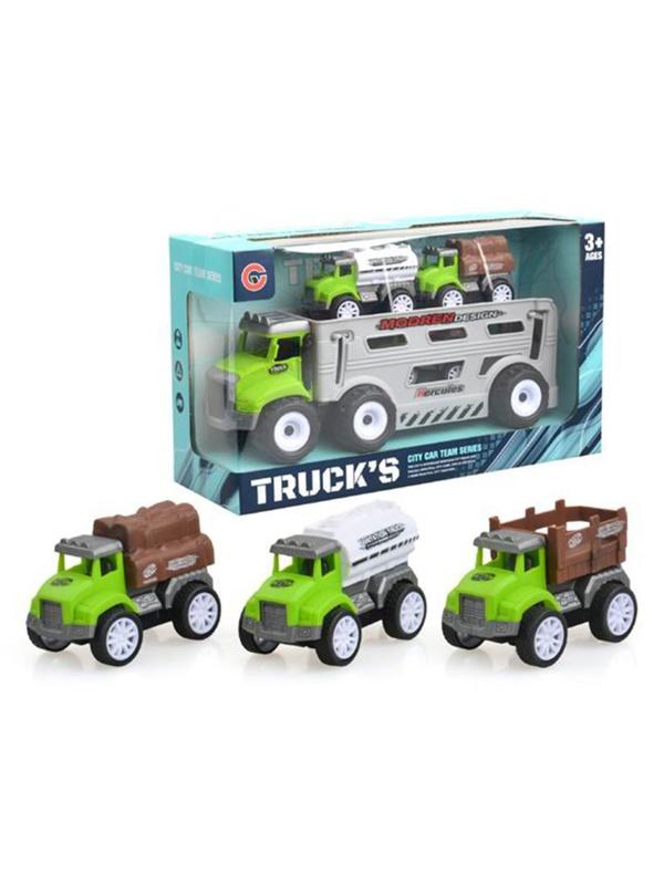 Игровой набор Автовоз, свет, звук, в комплекте автовоз инерционный, транспорт
инерционный 3шт., коробка