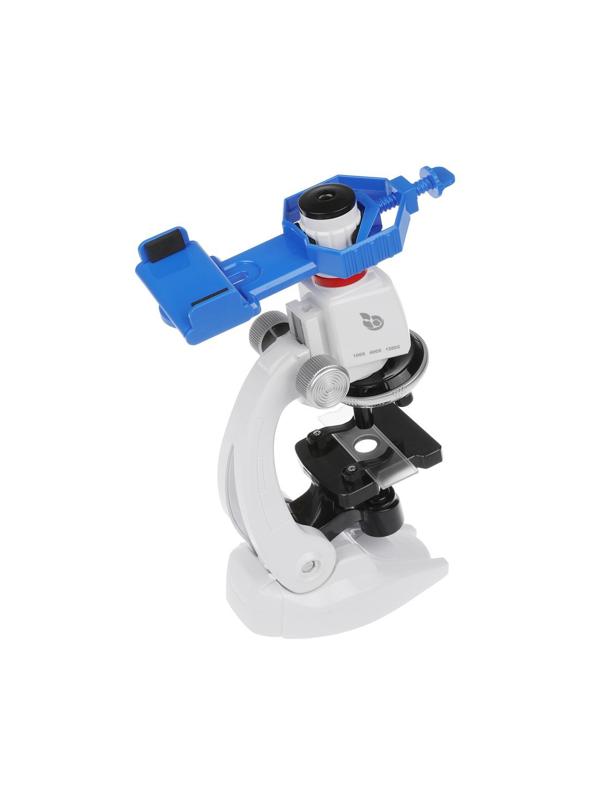 Микроскоп детский 100-1200х увеличение, 3 объектива, держатель смартфона,
аксессуары, эл.пит. АА*2 не вх в компл., кор