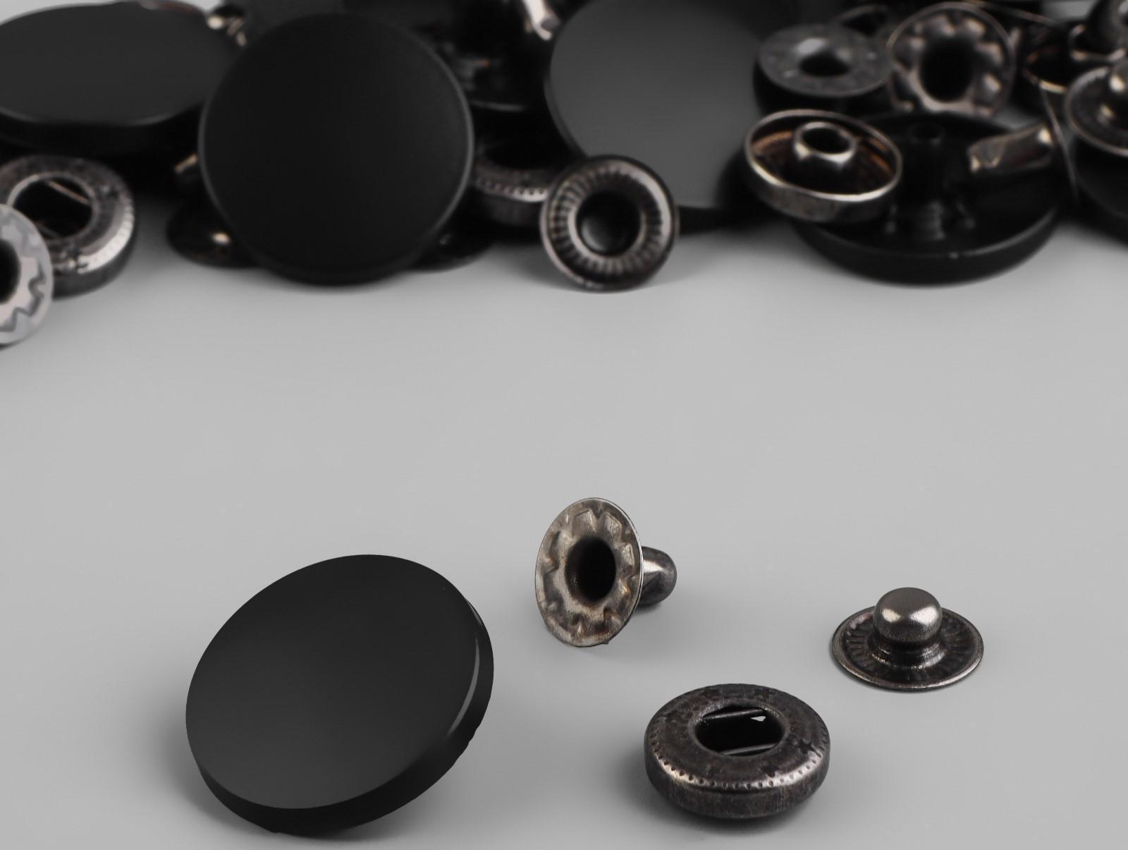 Кнопки установочные, Альфа, d = 20 мм, цвет чёрный матовый