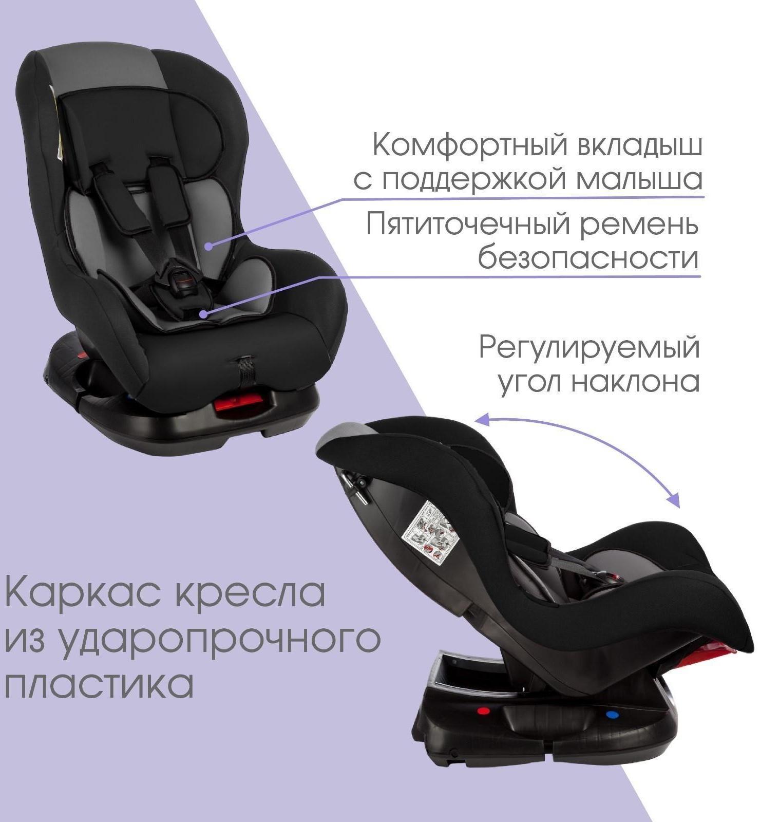 Автокресло Крошка Я Support, группа 0+/1, до 18 кг, (0-4 года) Серый/Черный