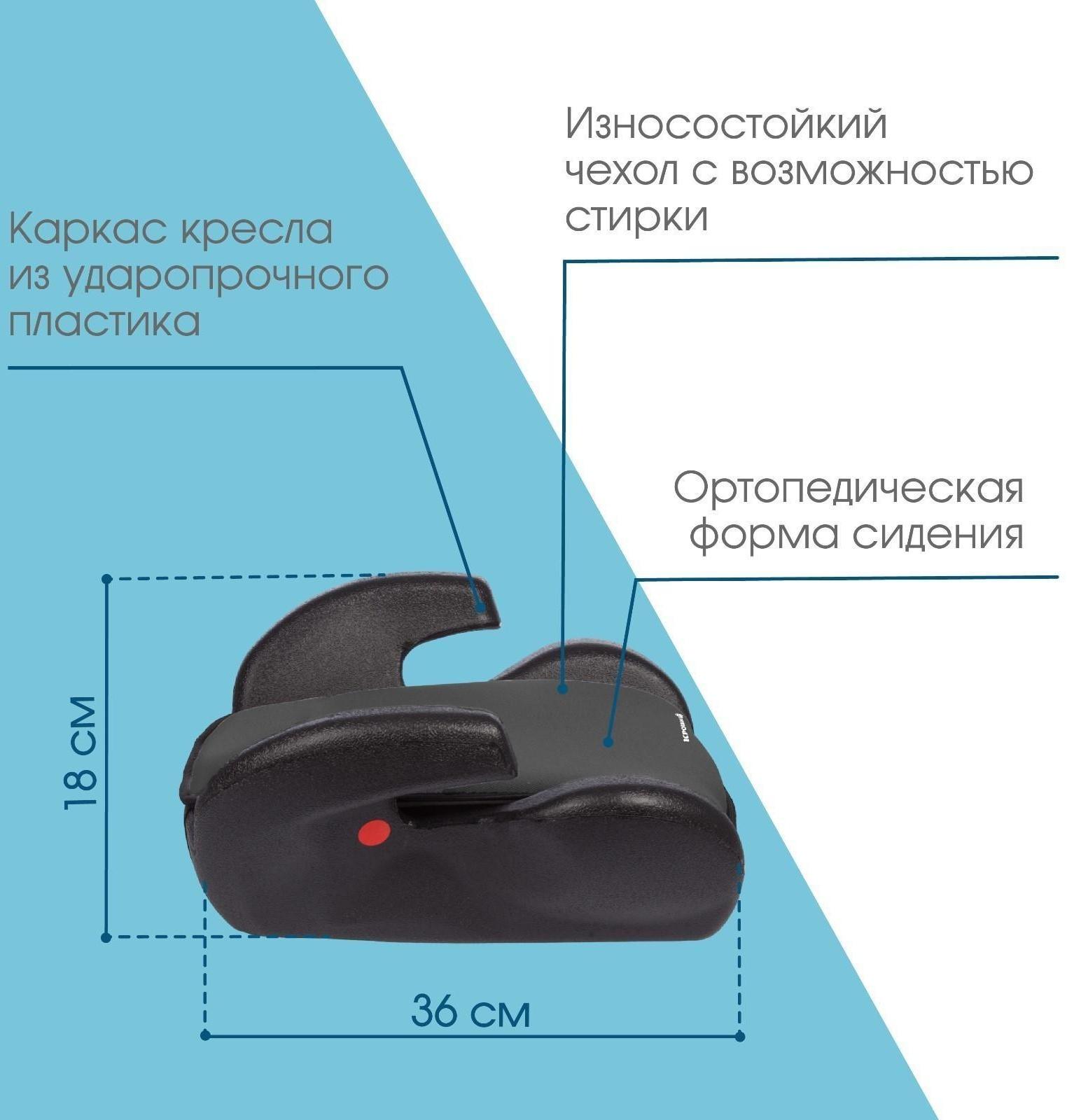 Автокресло детское бустер Крошка Я Strong, группа 3, 22-36 кг, (6-12 лет) Серый