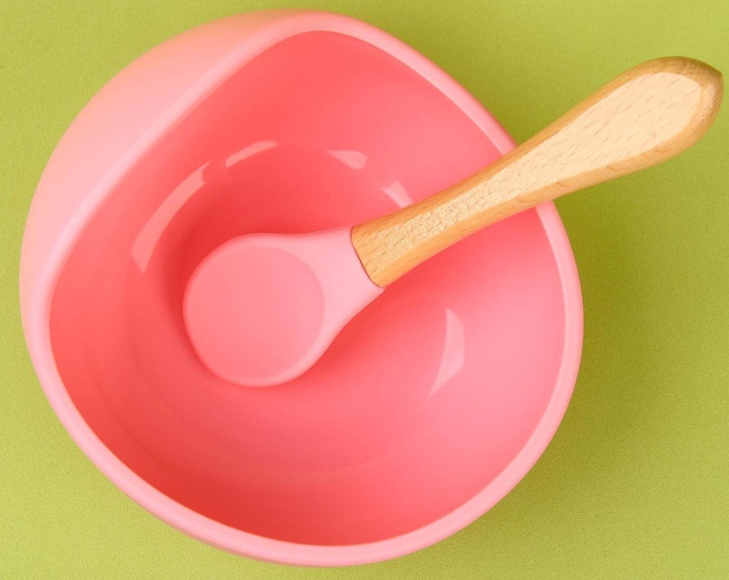 Набор для кормления: миска на присоске, ложка, цвет розовый