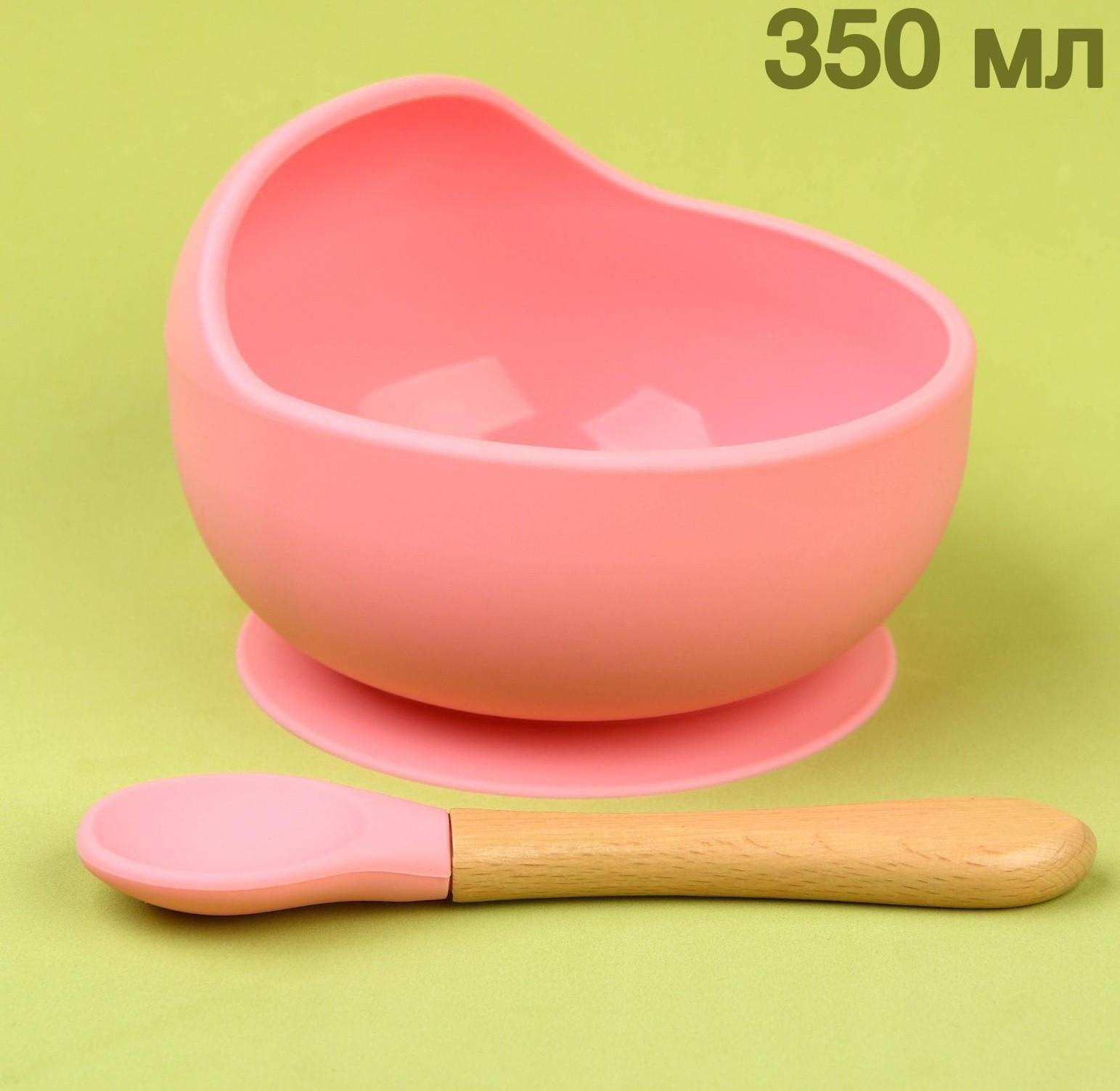 Набор для кормления: миска на присоске, ложка, цвет розовый