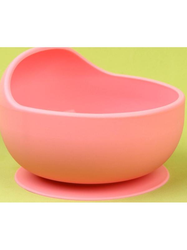 Набор для кормления: миска на присоске, ложка, цвет розовый