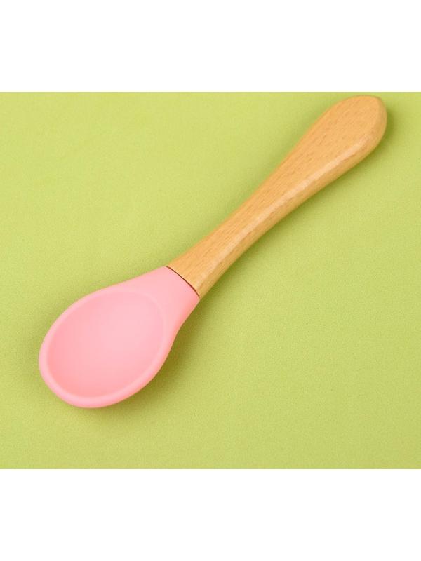 Набор для кормления: миска на присоске, ложка, цвет розовый