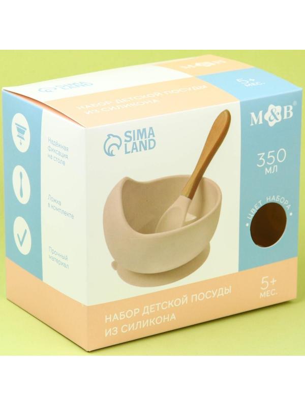 Набор для кормления: миска на присоске, ложка, цвет розовый