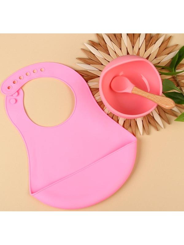 Набор для кормления: миска на присоске, ложка, цвет розовый