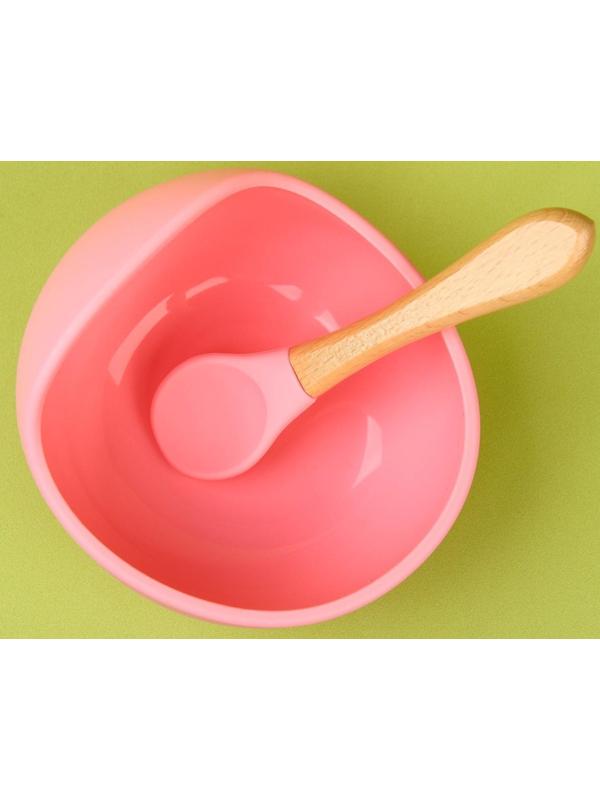 Набор для кормления: миска на присоске, ложка, цвет розовый