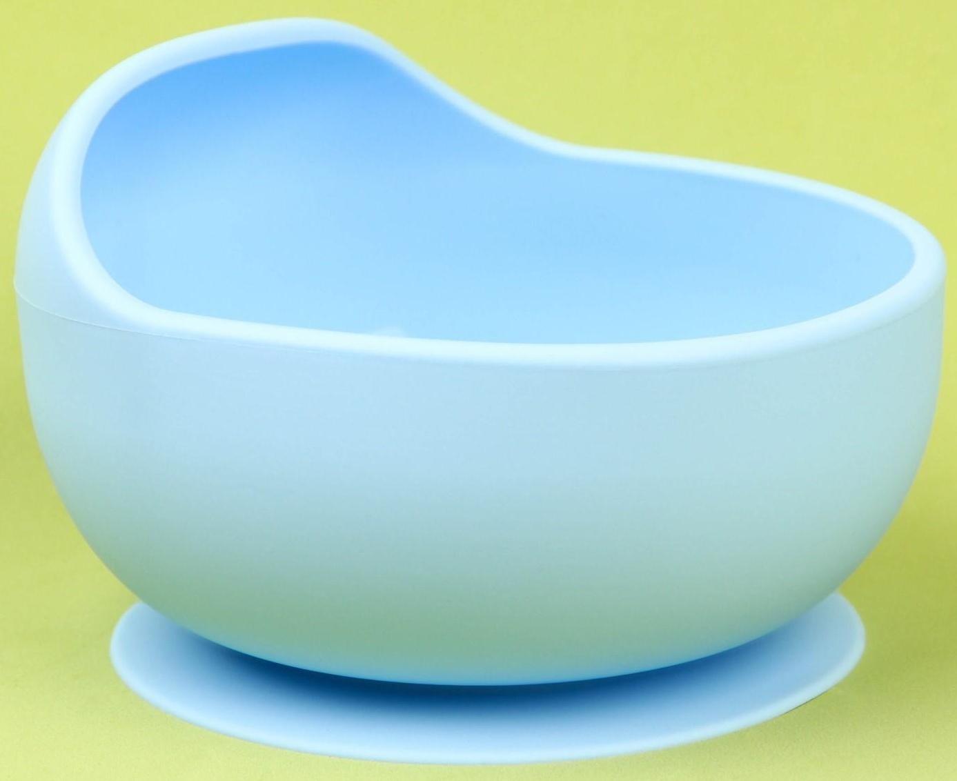 Набор для кормления: миска на присоске, ложка, цвет голубой