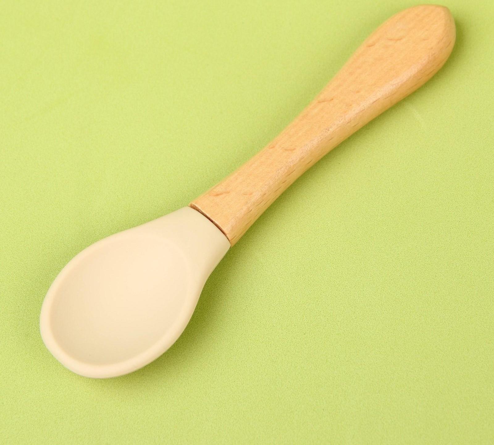 Набор для кормления: миска на присоске, ложка, цвет бежевый