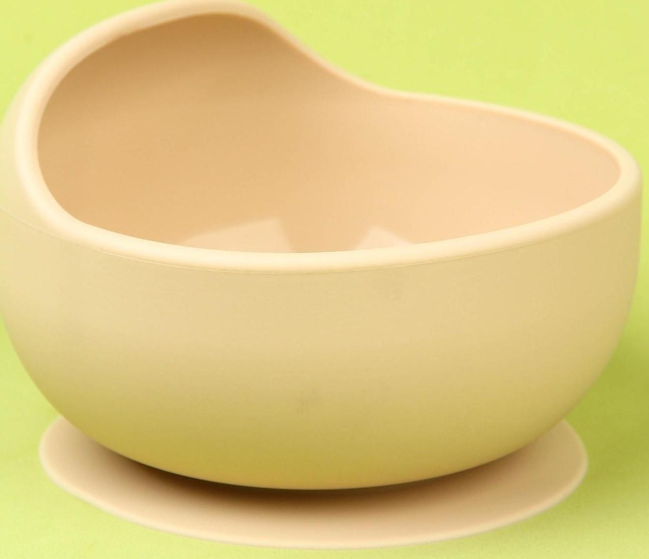 Набор для кормления: миска на присоске, ложка, цвет бежевый