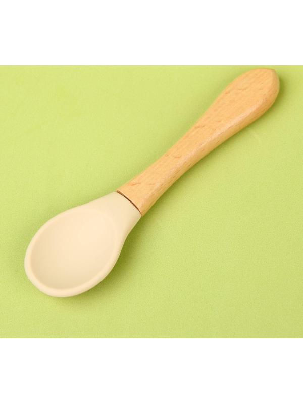 Набор для кормления: миска на присоске, ложка, цвет бежевый