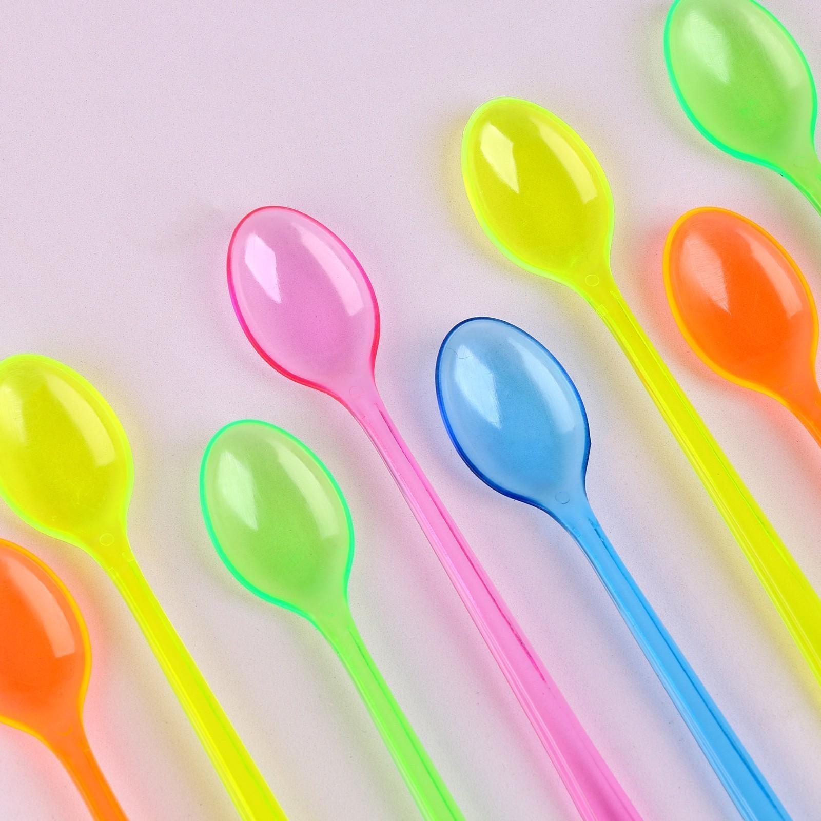 Ложки пластиковые, в наборе 12 штук, цвета МИКС