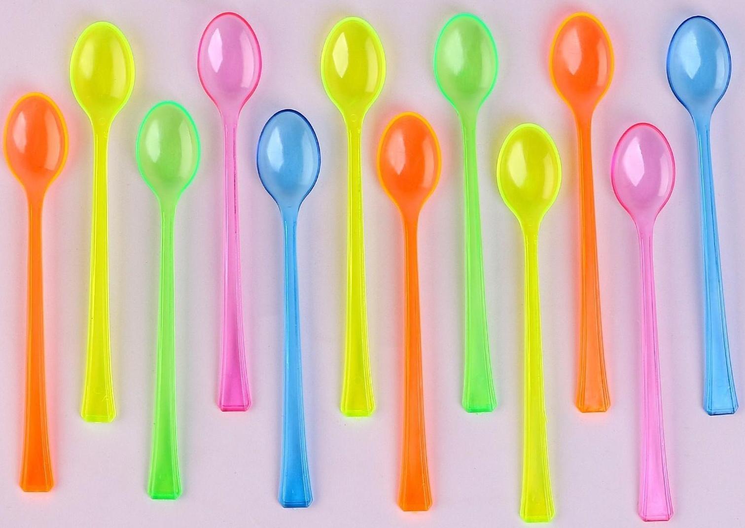 Ложки пластиковые, в наборе 12 штук, цвета МИКС