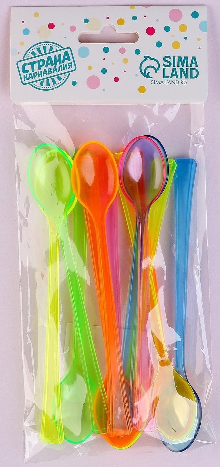 Ложки пластиковые, в наборе 12 штук, цвета МИКС