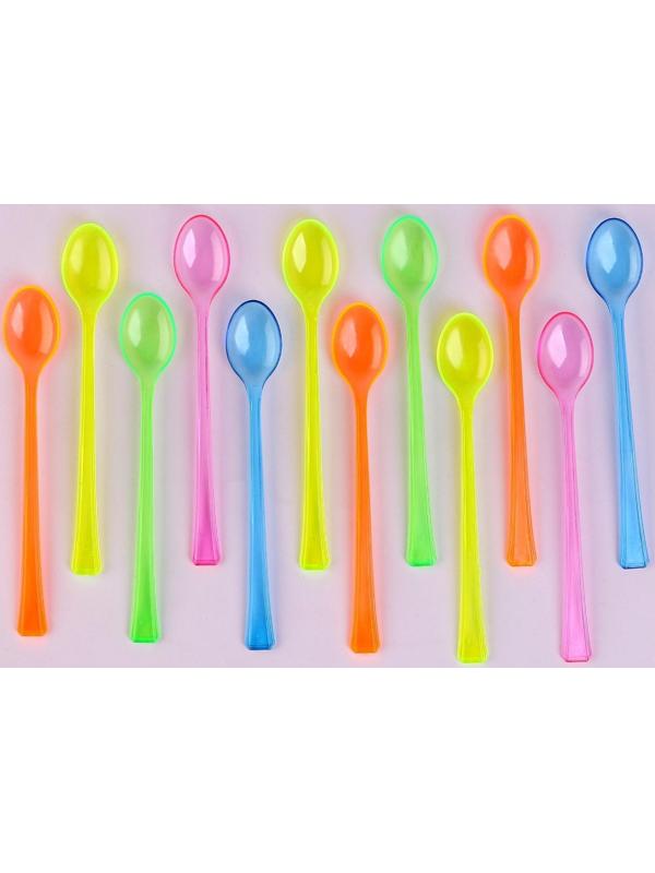 Ложки пластиковые, в наборе 12 штук, цвета МИКС