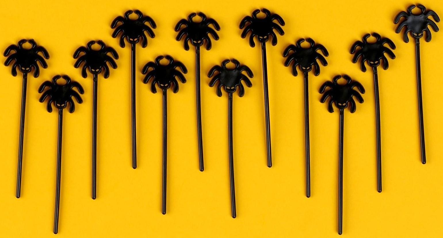 Шпажки «Паук», в наборе 12 штук, цвет чёрный