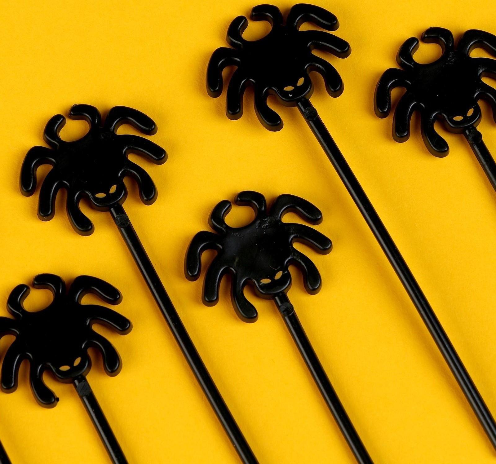 Шпажки «Паук», в наборе 12 штук, цвет чёрный