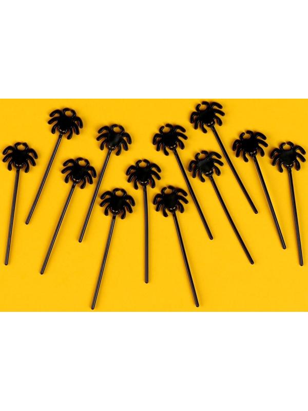 Шпажки «Паук», в наборе 12 штук, цвет чёрный