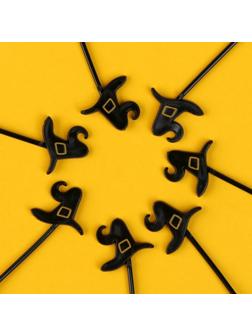 Шпажки «Шляпа», в наборе 12 штук, цвет чёрный