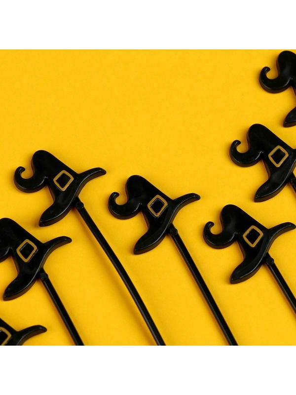 Шпажки «Шляпа», в наборе 12 штук, цвет чёрный