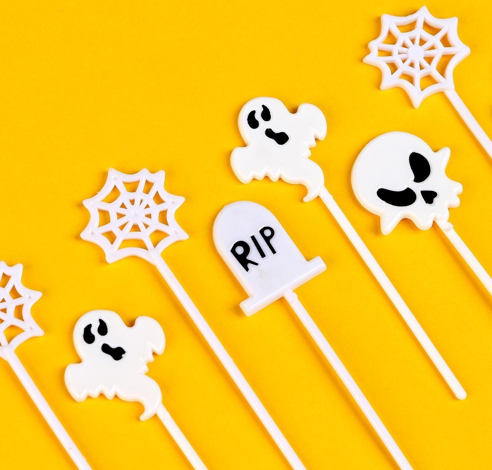 Шпажки «Хэллоуин», в наборе 12 штук, цвет белый