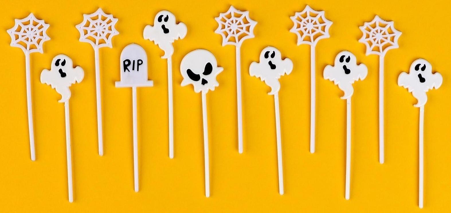 Шпажки «Хэллоуин», в наборе 12 штук, цвет белый